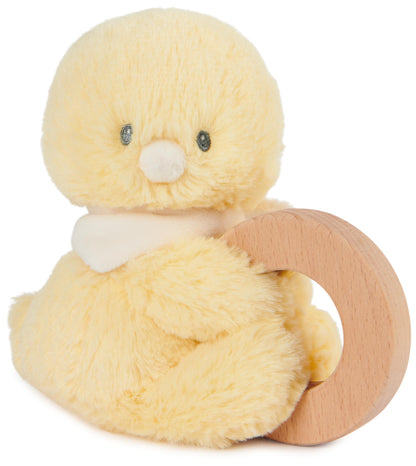 GUND Baby Sustainable Duckling Ring Rattle, Stuffed Animal Plush Made from 100% Recycled Plush Materials, Wooden Rattle for Babies and Newborns,