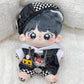 niannyyhouse 20cm Plush Doll Clothes Black and White Mist Set Beret Hoodie Pants Glasses Vest Shoes Soft Stuffed Plush Toy Dress Up (20cm)