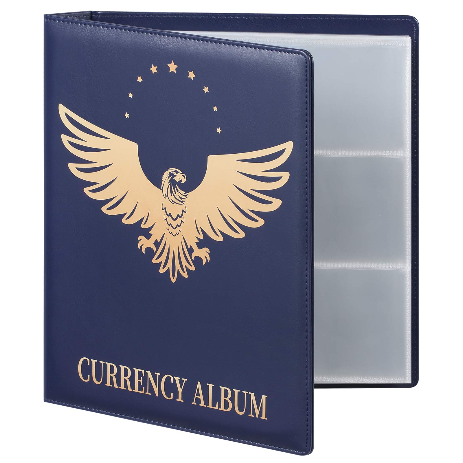 MUDOR Currency Album, 90 Pockets Banknote Collection Book for Bills,Blue