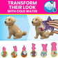 MEGA Barbie Color Reveal Kids Building Toy Set, Train 'n Wash Pets with 152 Pieces, 2 Micro-Dolls and Accessories, Ages 5+ Years