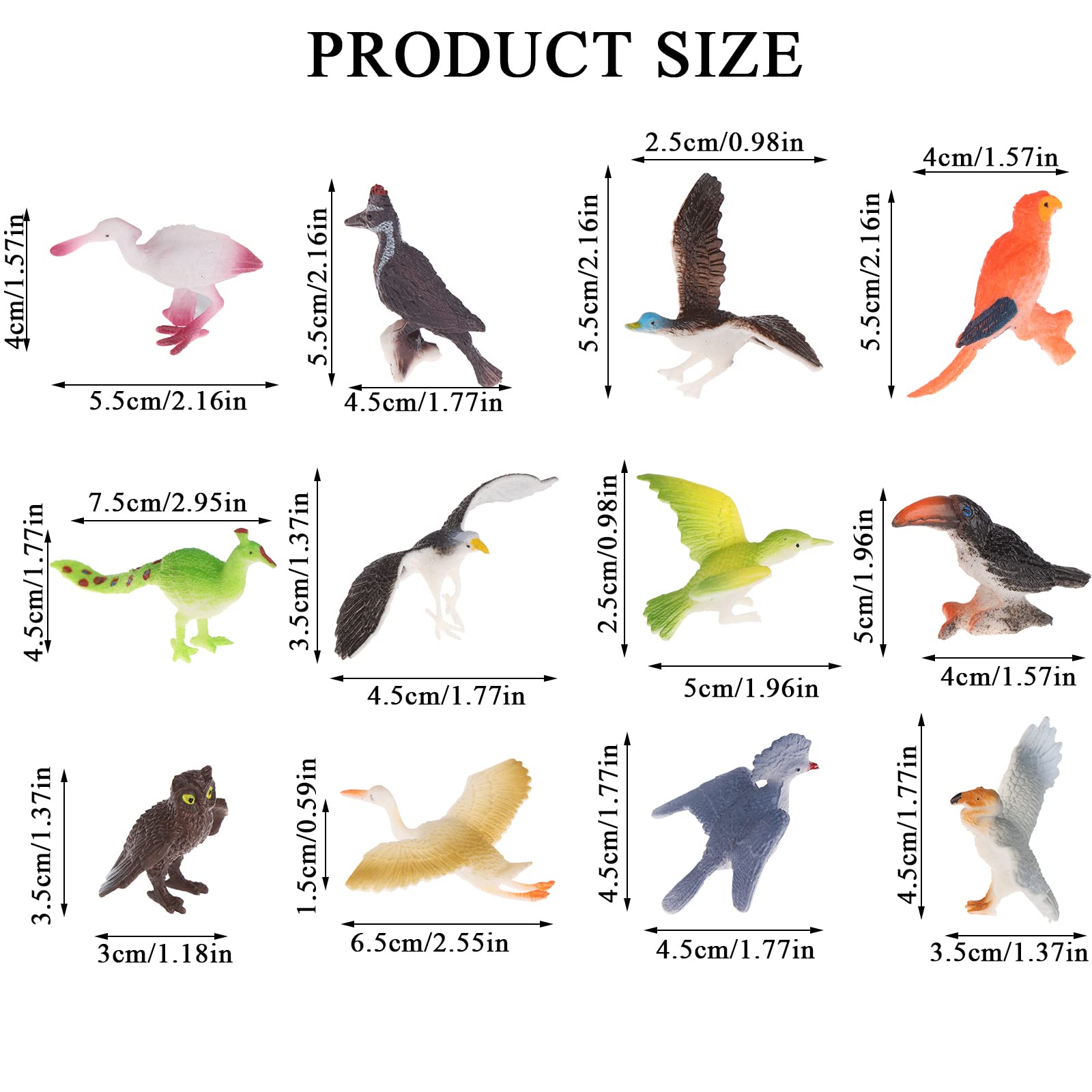 30 Pieces Realistic Bird Animals Figurines Mini Bird Animal Figures Model Cake Toppers Plastic Birda Figures Simulated Toucan Ostrich Owl Flamingo