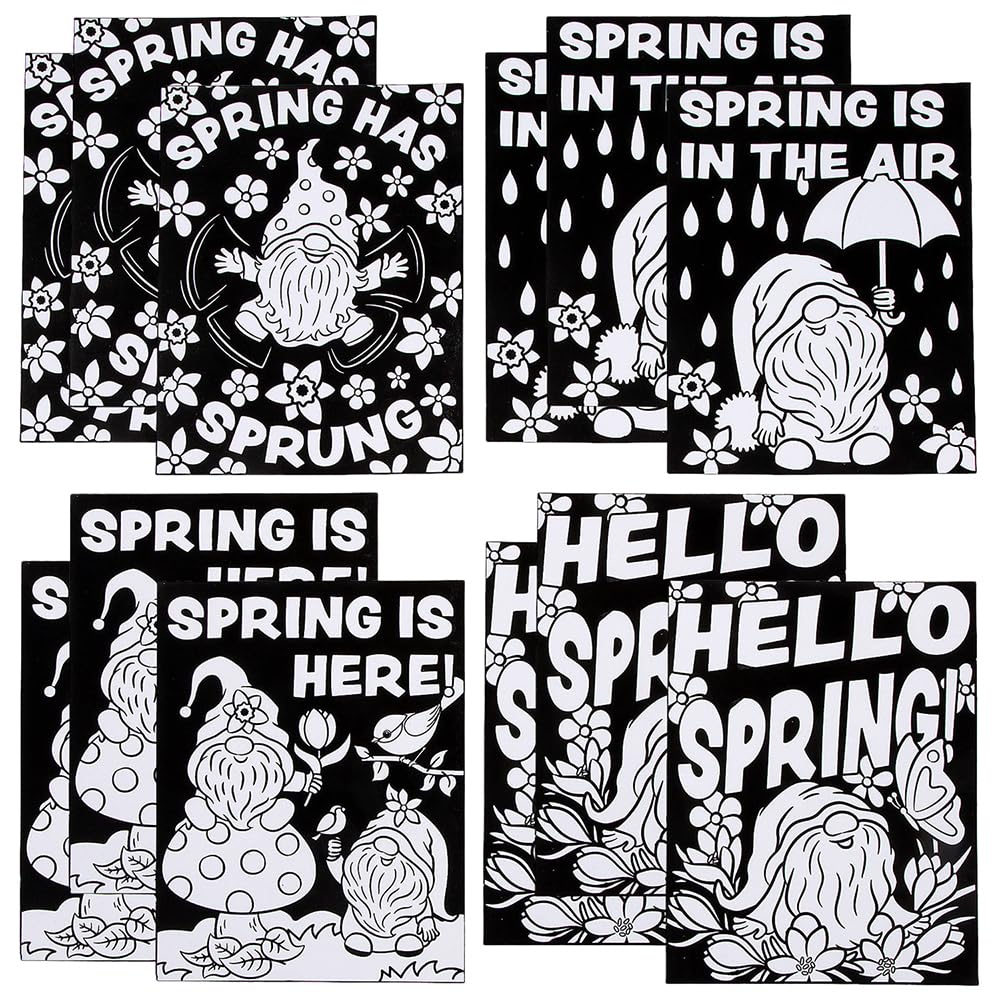 Fun Express Color Your Own Spring Gnome Fuzzy Posters - 12 Pieces