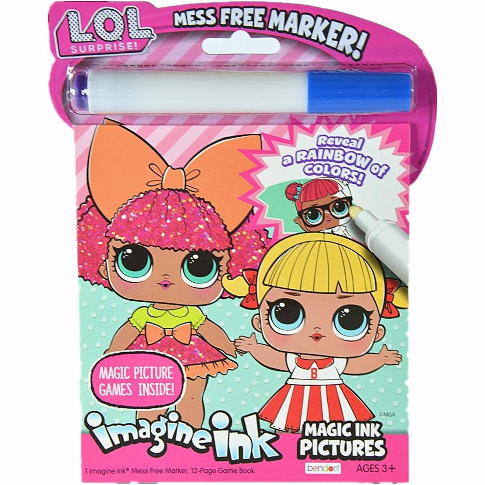 6-Pack Imagine Ink Magic Pictures Coloring Activity Books Set with Mess Free Marker | Mickey Mouse, Spiderman, LOL, Paw Patrol, Fancy Nancy, Captain