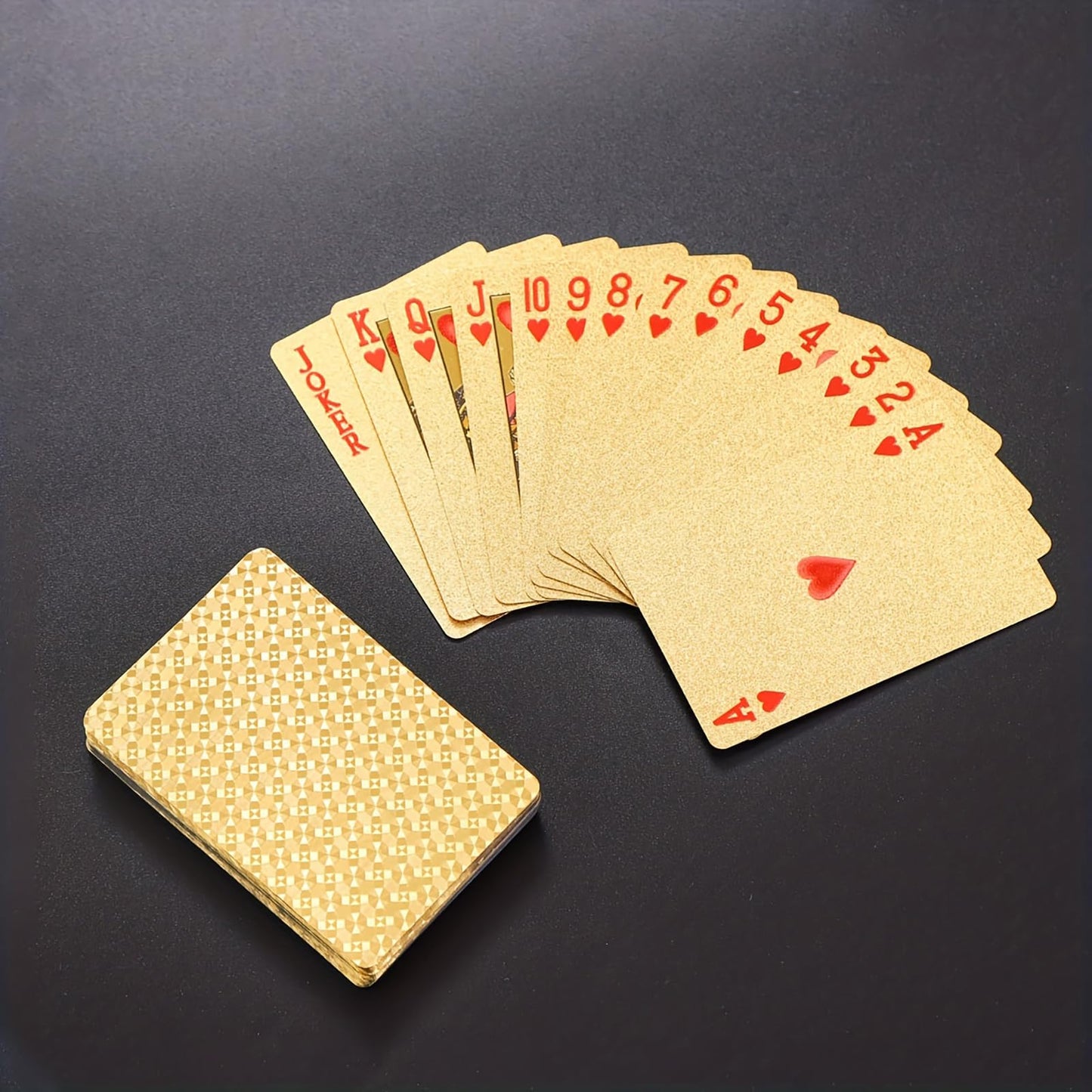 SFALCI 1pc Waterproof Plastic Poker Playing Cards PET Table Games Halloween/Thanksgiving Day (Golden Color)