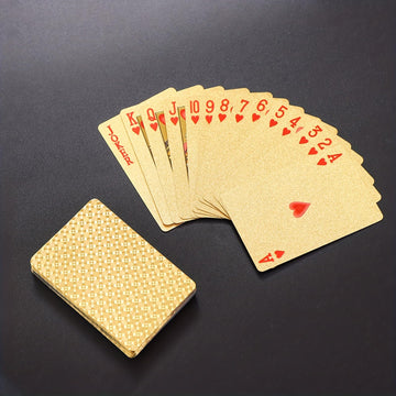 SFALCI 1pc Waterproof Plastic Poker Playing Cards PET Table Games Halloween/Thanksgiving Day (Golden Color)