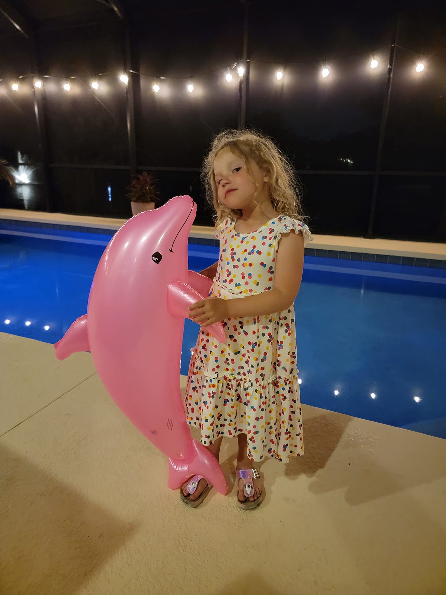 Huge 40" Pearlized Dolphin INFLATE Inflatable Pool Toy Beach Poolside Aquatic Themed Decor Birthday Party Buffet Table Decoration (Pink - 1 Pack)