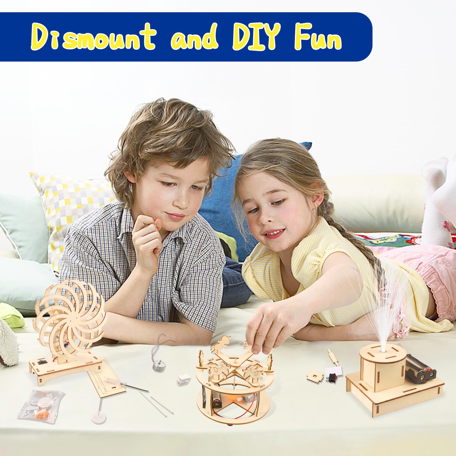 6-in-1 STEM Science Kits for Kids, Wood Arts and Craft Kits, STEM Toys for Boys Girls Age 8-12 5-7 8 10 12 13 14 Gift Idea, 3D Puzzles Building