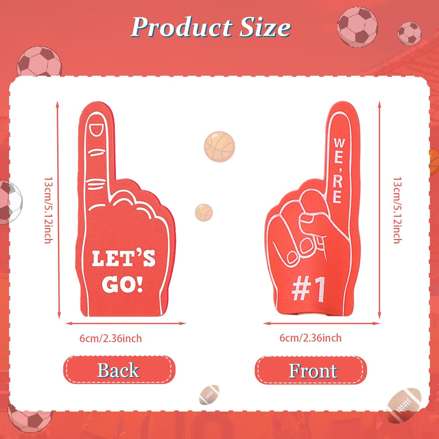 FengRMaT 48 Pieces Mini Foam Finger, Sport Fan Party Favors, We're #1 Sports Themed Party Supplies for Baseball Basketball Football Soccer Events Team