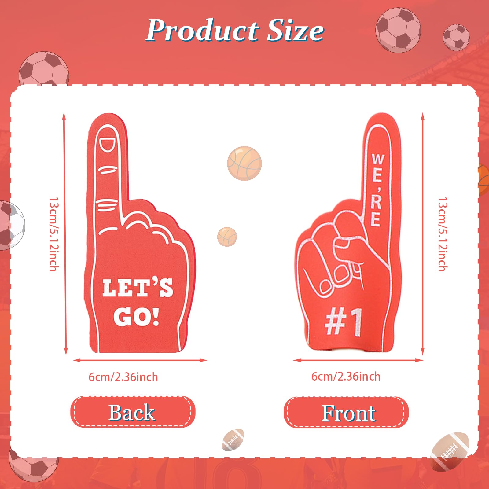 FengRMaT 48 Pieces Mini Foam Finger, Sport Fan Party Favors, We're #1 Sports Themed Party Supplies for Baseball Basketball Football Soccer Events Team