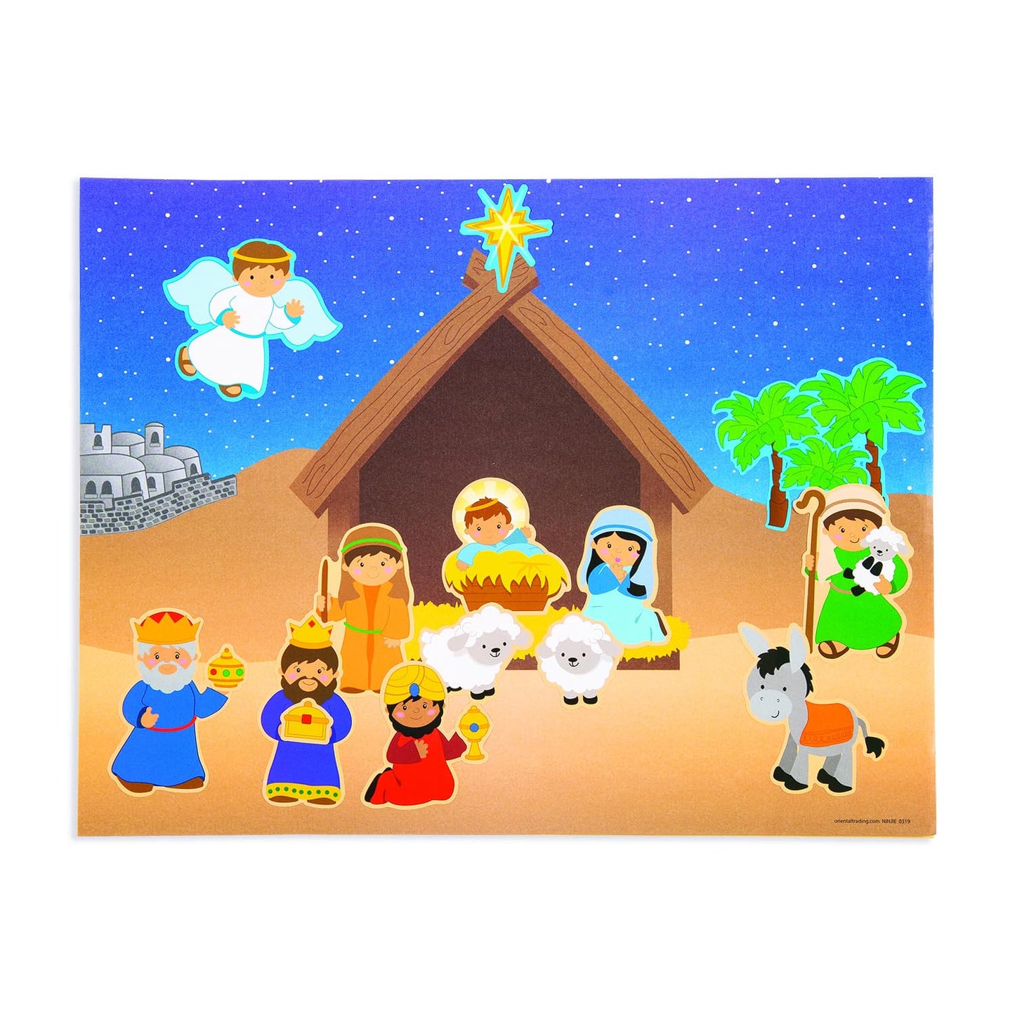 Fun Express - Design Your Own Nativity Sticker Scene for Christmas - Stationery - 12 Pieces