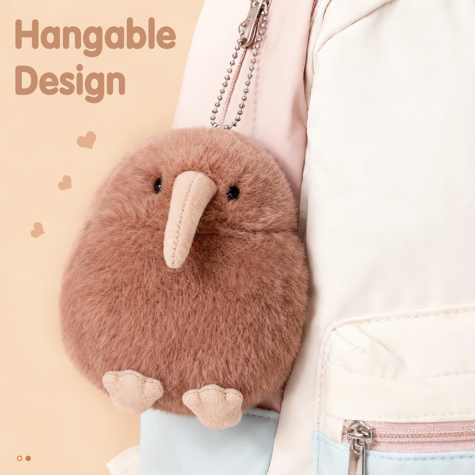 Niceup 4.5in Kiwi Bird Stuffed Animals Plush Cute Bird Plush Toys Keychain for Backpack