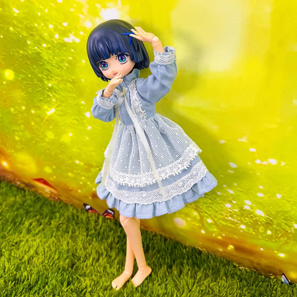 niannyyhouse Doll Lace Dress, Compatible with Blythe, OB24, OB22, Ball Jointed Dolls, Dress Up Accessories (Blue)