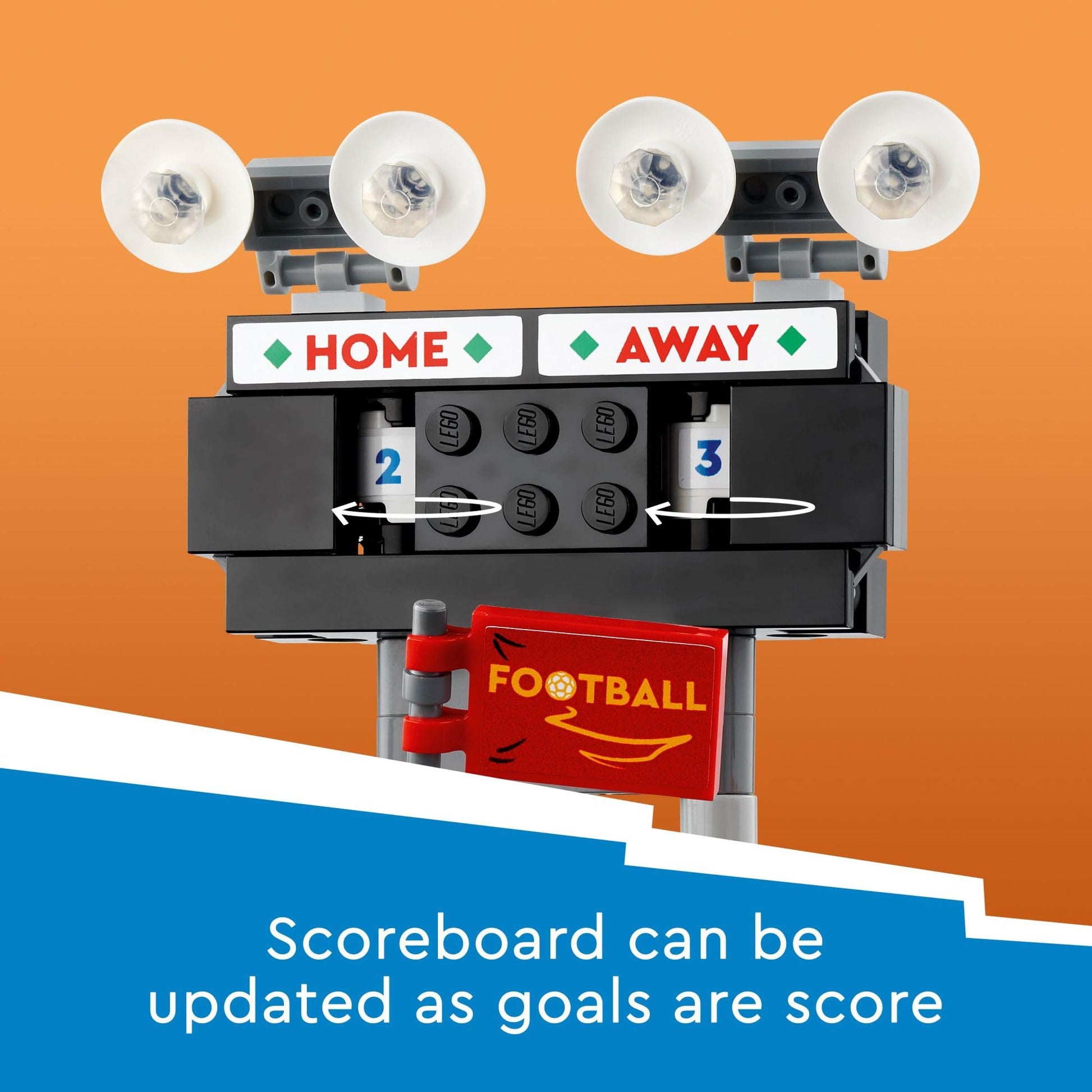 LEGO Icons of Play Soccer Toy, Detailed Building Set for Girls and Boys with 15 Minifigures, Also Includes a Field, Stand and Working Scoreboard,