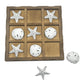 Wowme Wooden Tic - Tac - Toe Beach Game Board with Sand Dollars & Starfish - Perfect for Family & Party Fun