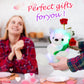 Houwsbaby Glow Teddy Bear with Rose White Bear Stuffed Animal Soft Light Up Plush Toy LED Night Lights Birthday Christmas for Kids Toddler