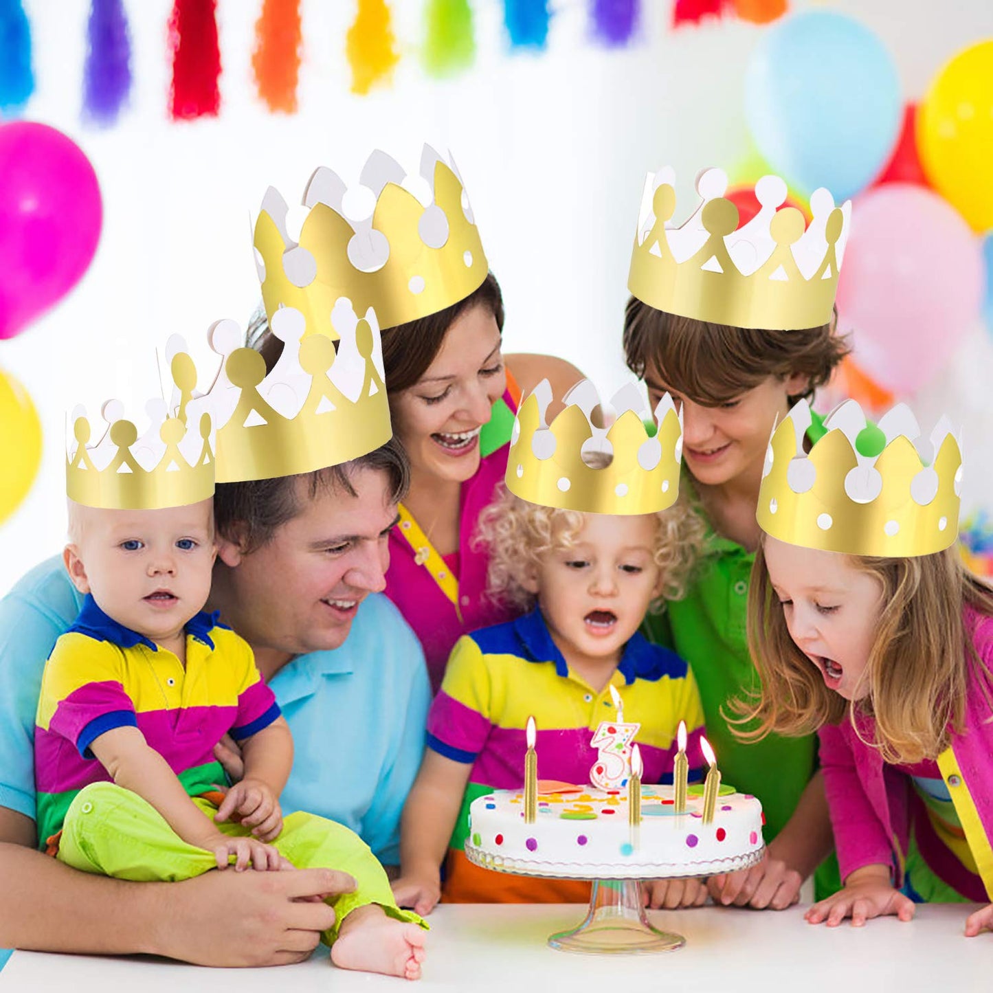 LOCOLO 30 Pieces Golden Paper Crown Gold Paper Crowns Birthday Party Bulk