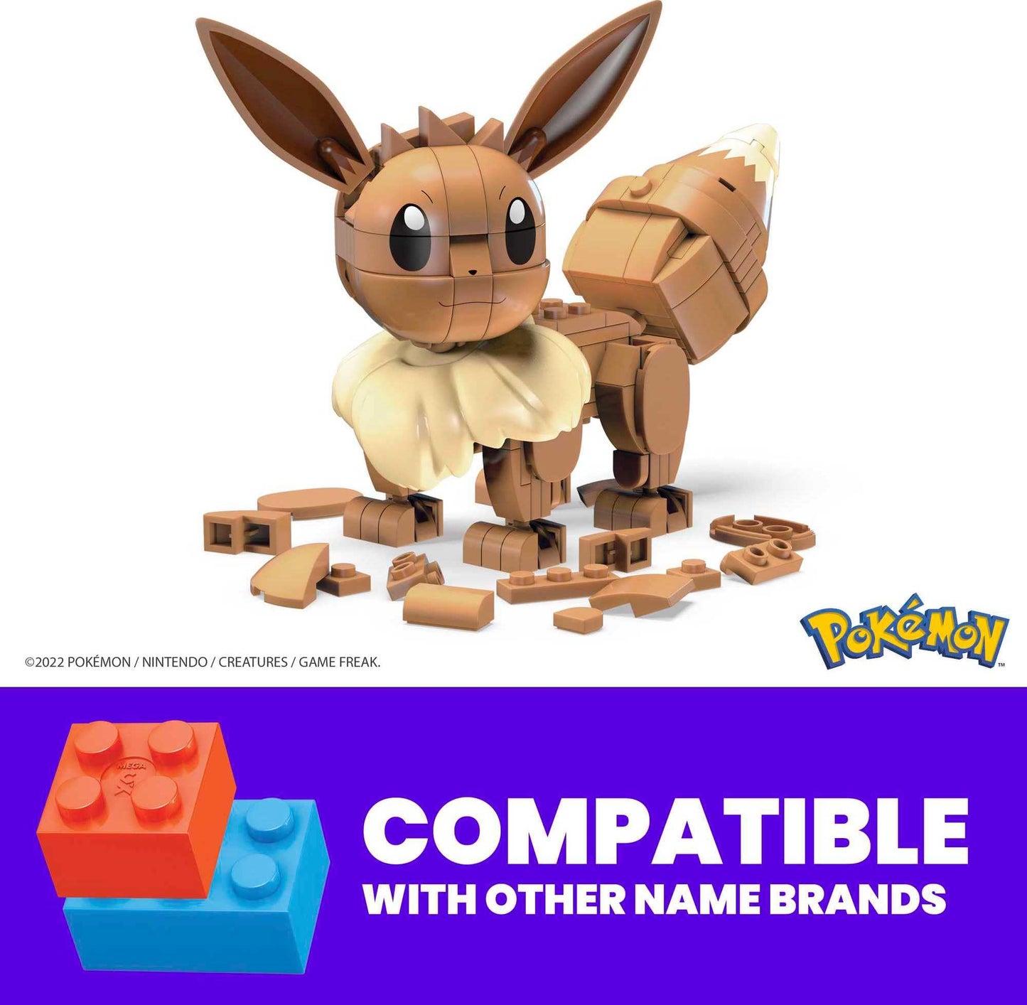 MEGA Pokémon Building Toys Set Build & Show Eevee with 215 Pieces, Articulated and Poseable, 4 Inches Tall, for Kids