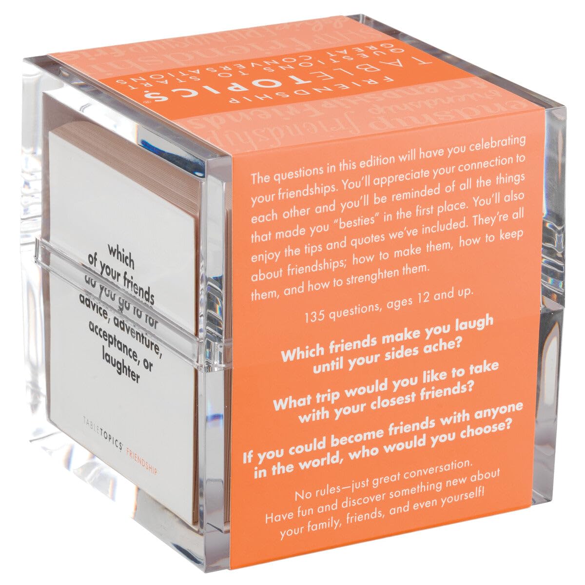 TableTopics Friendship Conversation Starter Card Game - 135 Entertaining Questions Plus Quotes & Tips for Groups of Adult Friends to Play & Deepen