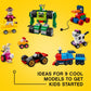LEGO Classic Bricks and Wheels 11014 Building Kit, Includes a Toy Car, Train, Bus, Robot, Skateboarding Zebra, Race Car, Bunny in a Wheelchair,