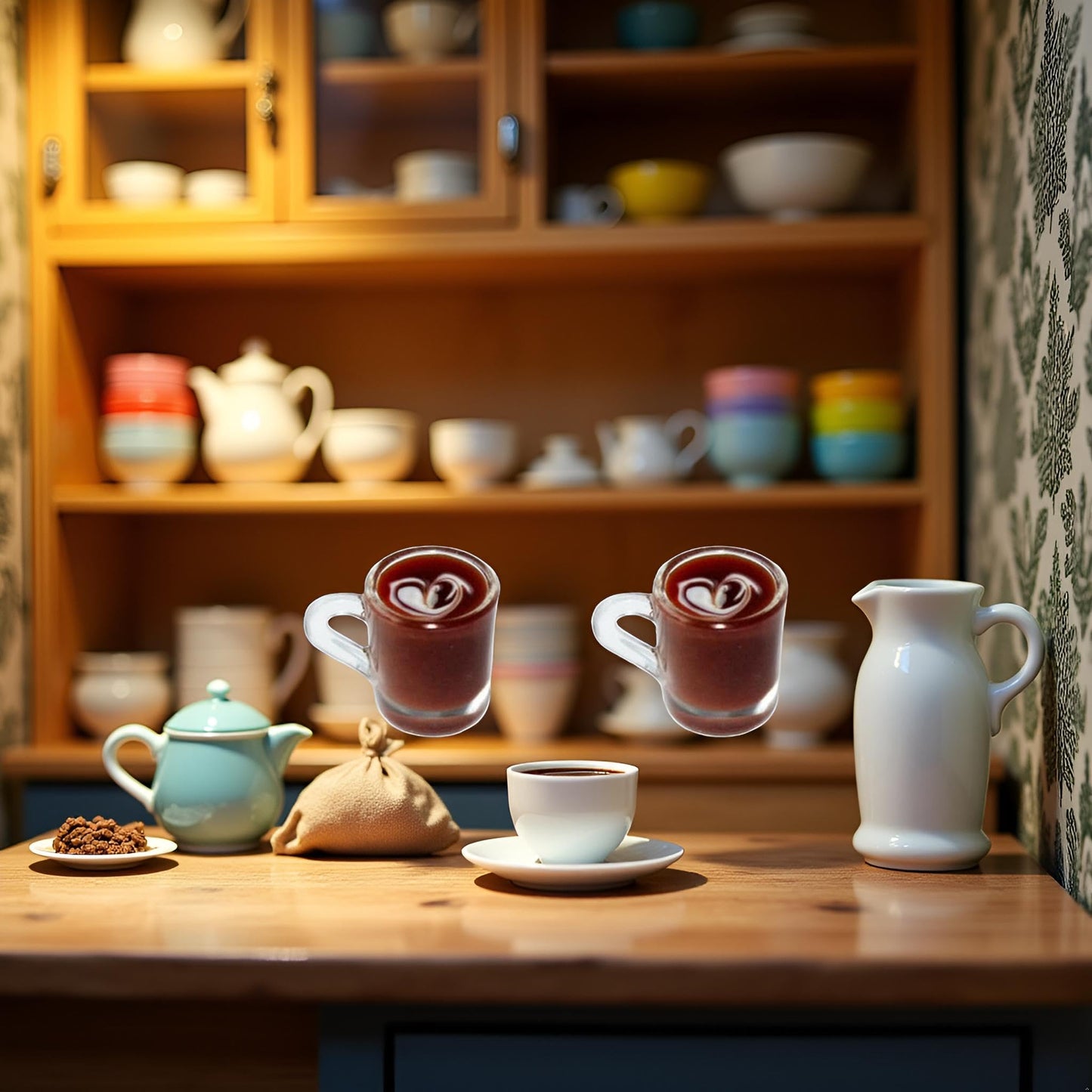 2 Pcs Miniature Coffee Cups Model Dollhouse Ornament Dollhouse Decoration Mini Decor Doll House Accessories Miniature Dollhouse Accessories (Random