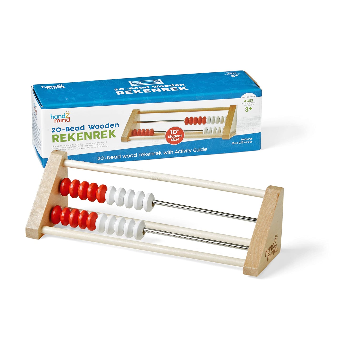 hand2mind 20-Bead Wooden Rekenrek, Number Rack, Abacus for Kids Math, Counting Beads, Math Counters for Kids, Educational Toys for Elementary Kids