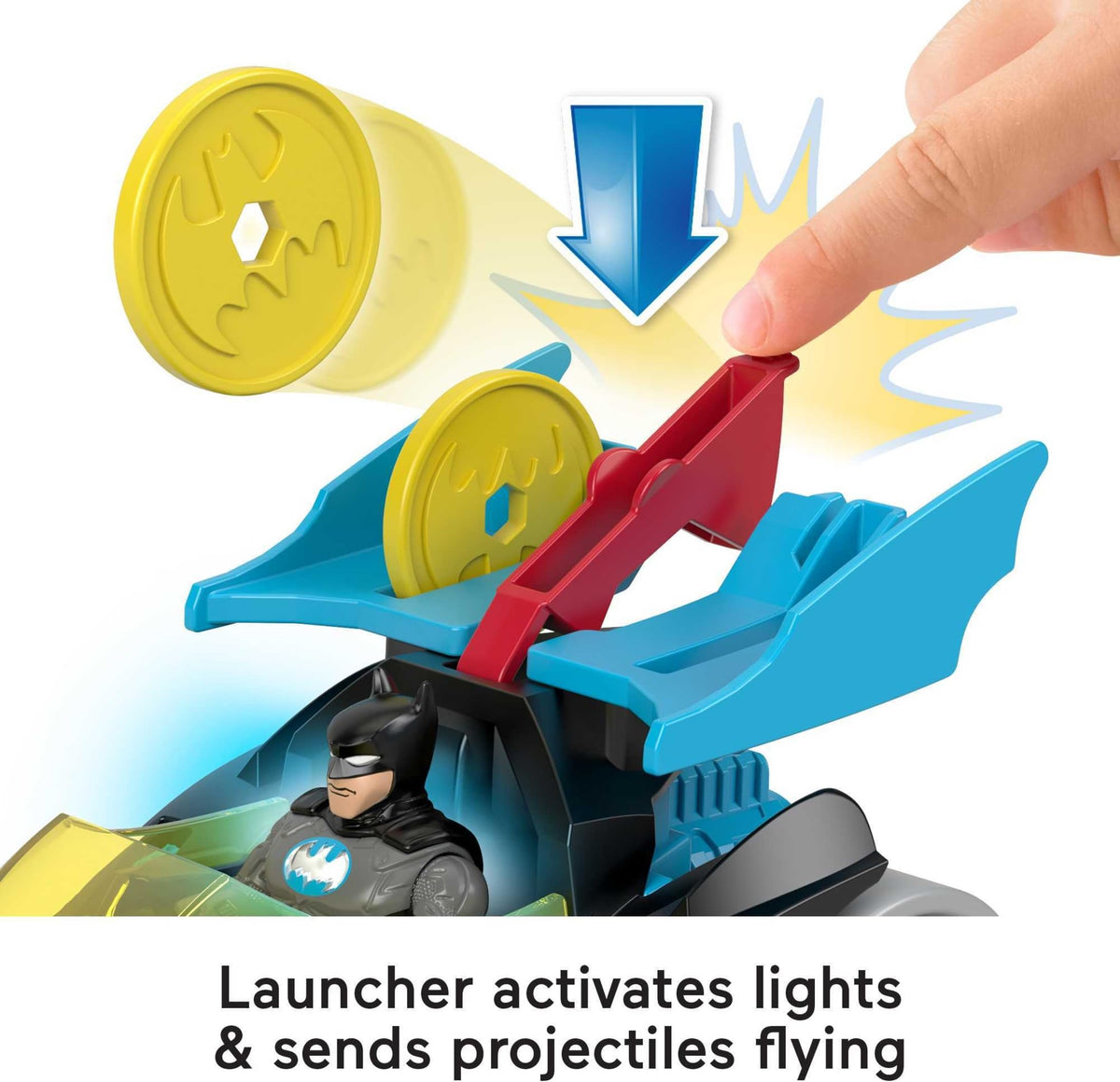 Fisher-Price Imaginext DC Super Friends Batman Toy Bat-Tech Racing Batmobile Car & Light-Up Figure for Preschool Pretend Play Kids Ages 3+ Years