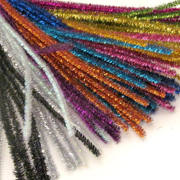 The Crafts Outlet Chenille Sparkly Stems, Pipe Cleaner, 20-in (50-cm), 10-pc, Mixed Pack