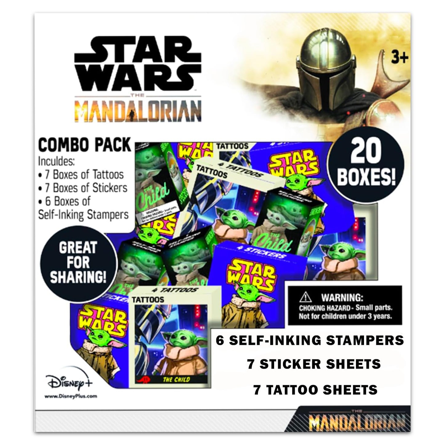 Star Wars Holiday Gift Exchange Set - Bundle of 40 Baby Yoda Party Favor Boxes with Stickers, Tattoos, Stampers for Easter Basket Fillers, More