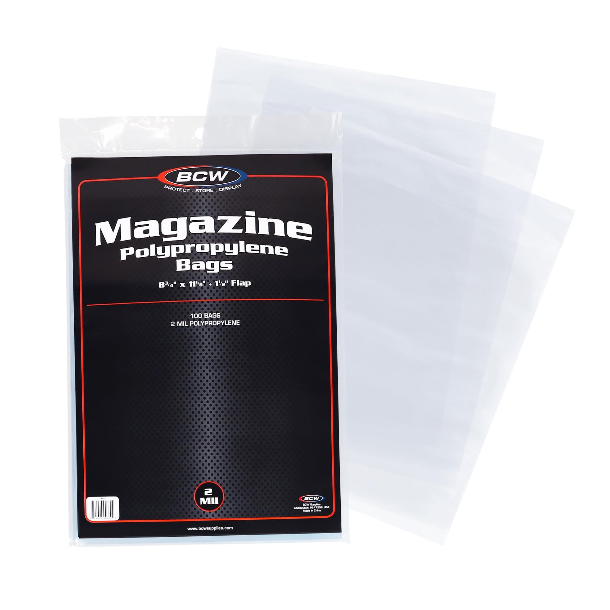 BCW Magazine Bags - 1 Pack of 100 | Acid-Free, Crystal Clear Polypropylene Sleeves for Archival-Quality Storage of Collectible Magazines | Protect and