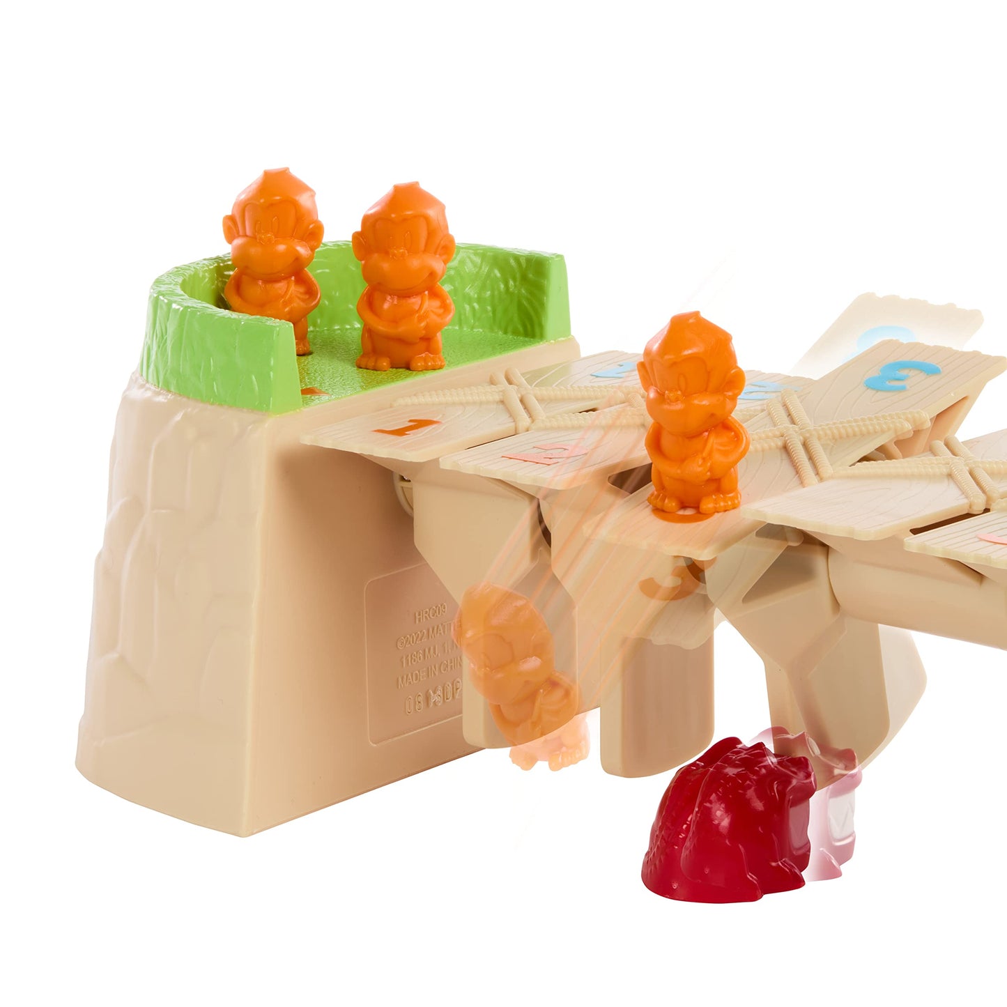 Mattel Games Greedy Gator 2-Player Kids Game for Families & Parties, Get Monkeys Across The Bridge First with Rolling Alligator