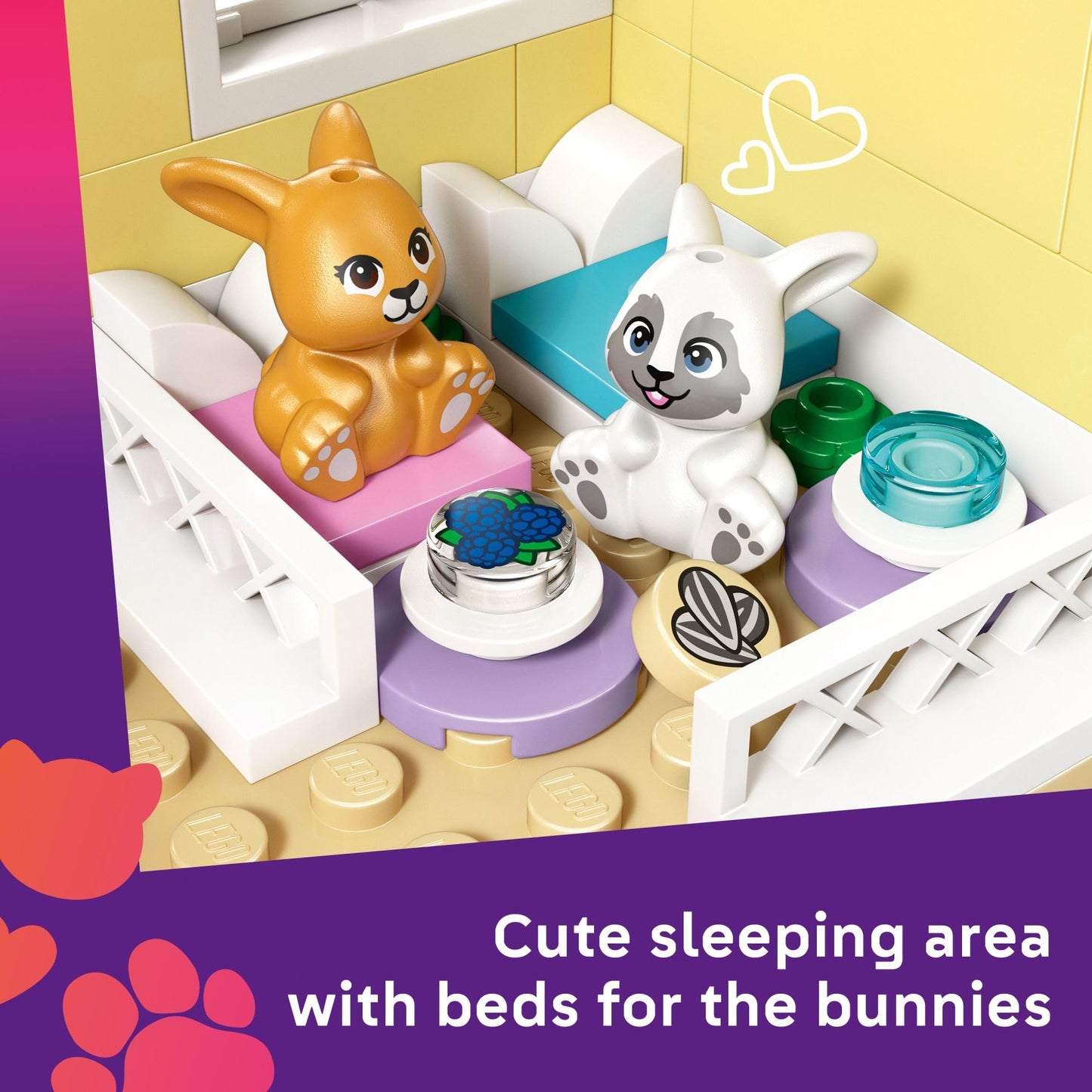 LEGO Friends Heartlake City Bunny Hotel Building Toy for Girls & Boys - Pretend Play Set for Kids, Ages 5+ - W/Paisley & Leo Minidolls, 2 Toy Bunnies