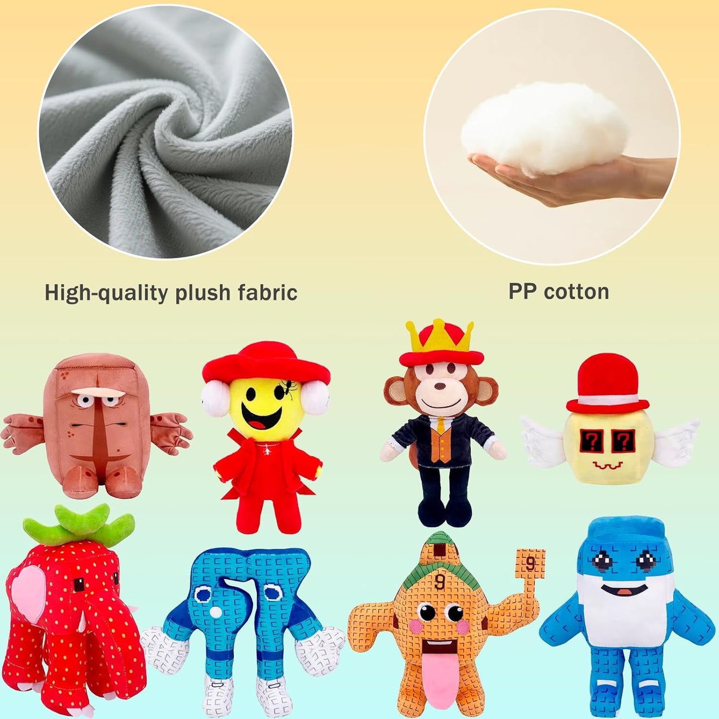 JunSenx Steal a Brain Multicolor 12-Piece Plush Toy Set - Collectible Meme Plushies Featuring 67, Sammy Strawberry Elephant & More, for Fans, Holidays