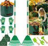 HLWDFLZ 10Pcs Kids Adjustable Garden Leaf Rake Set, with Bag & 3 Hand Tools