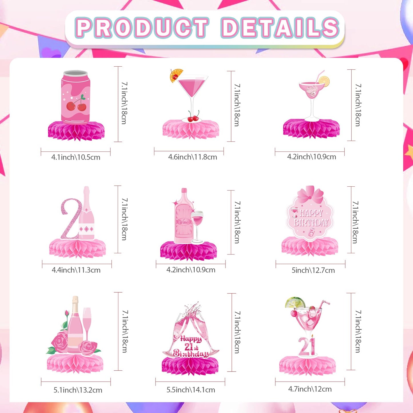 21st Birthday Decorations Pink 21st Birthday Decorations for Her 21 st Champagne Wine Centerpieces for Table