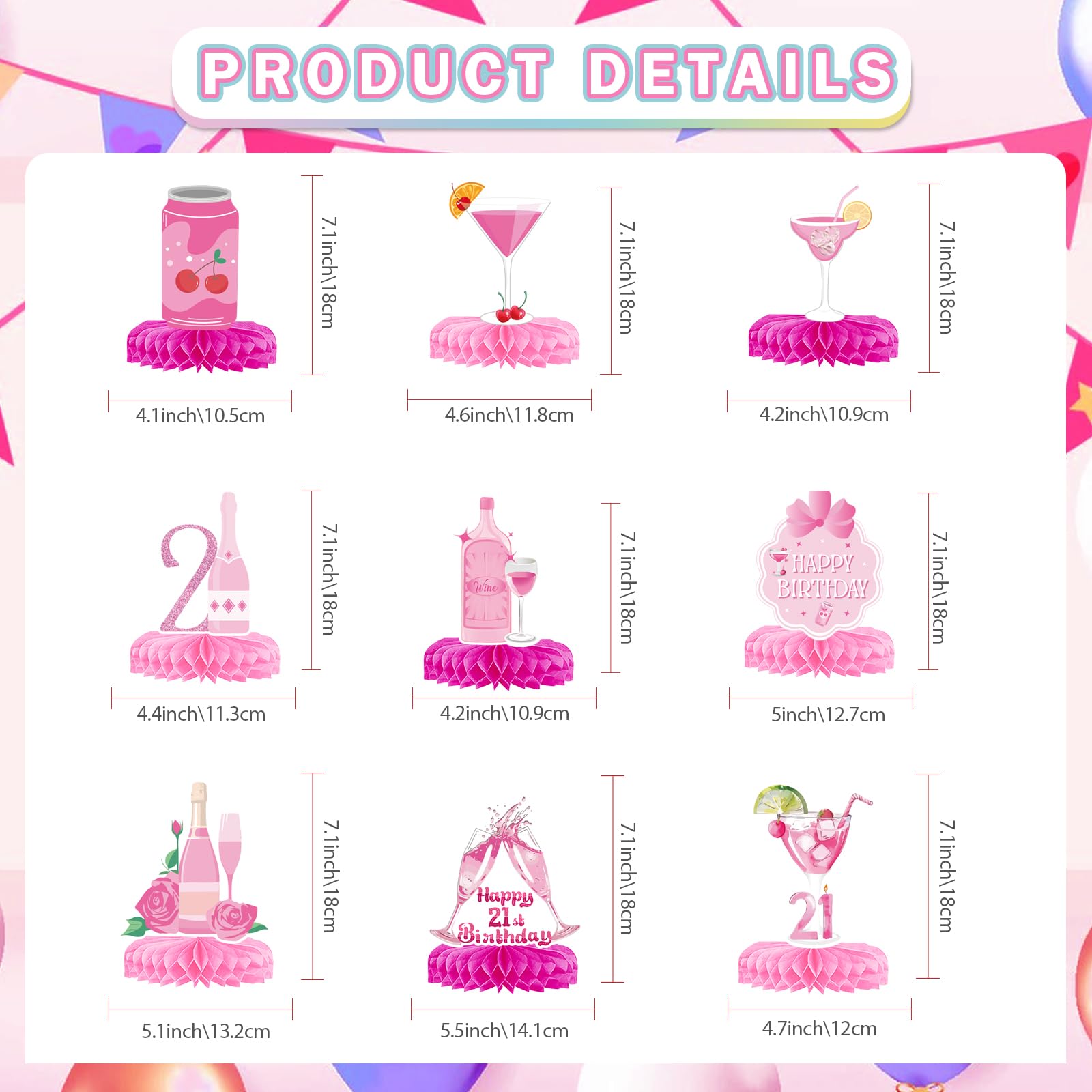 21st Birthday Decorations Pink 21st Birthday Decorations for Her 21 st Champagne Wine Centerpieces for Table