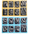TANCH 16 PCS Type A+B Different Brain Teaser Metal Wire Puzzles IQ Challenge Magic Trick Unlinking & Linking Game Toys for Kids and Adults