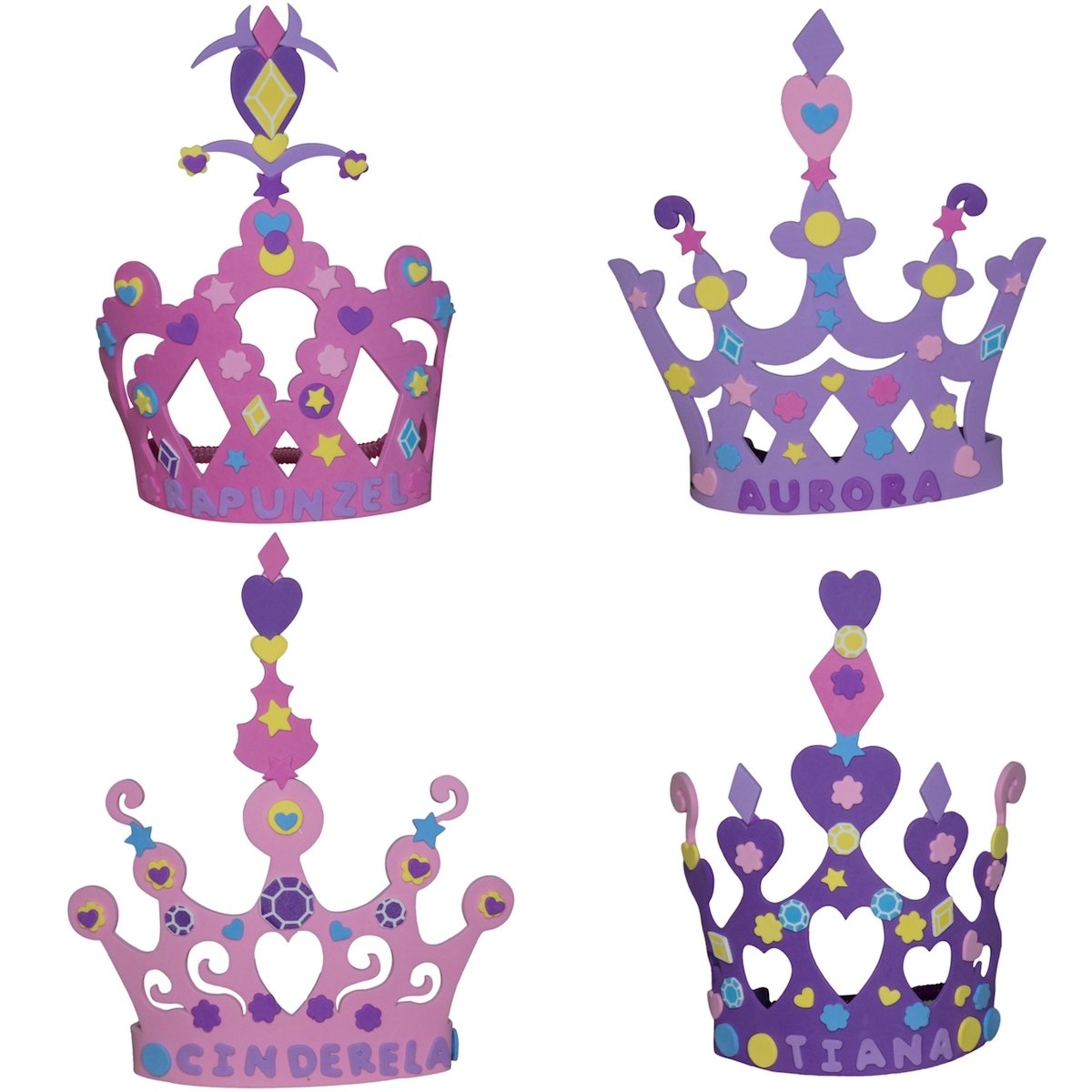 Wilde Tyke Girls Tiara and Crown Crafts Kit (12 Pack, 400 Foam Pieces) Princess Party Favor for Kids (TM)