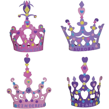 Wilde Tyke Girls Tiara and Crown Crafts Kit (12 Pack, 400 Foam Pieces) Princess Party Favor for Kids (TM)