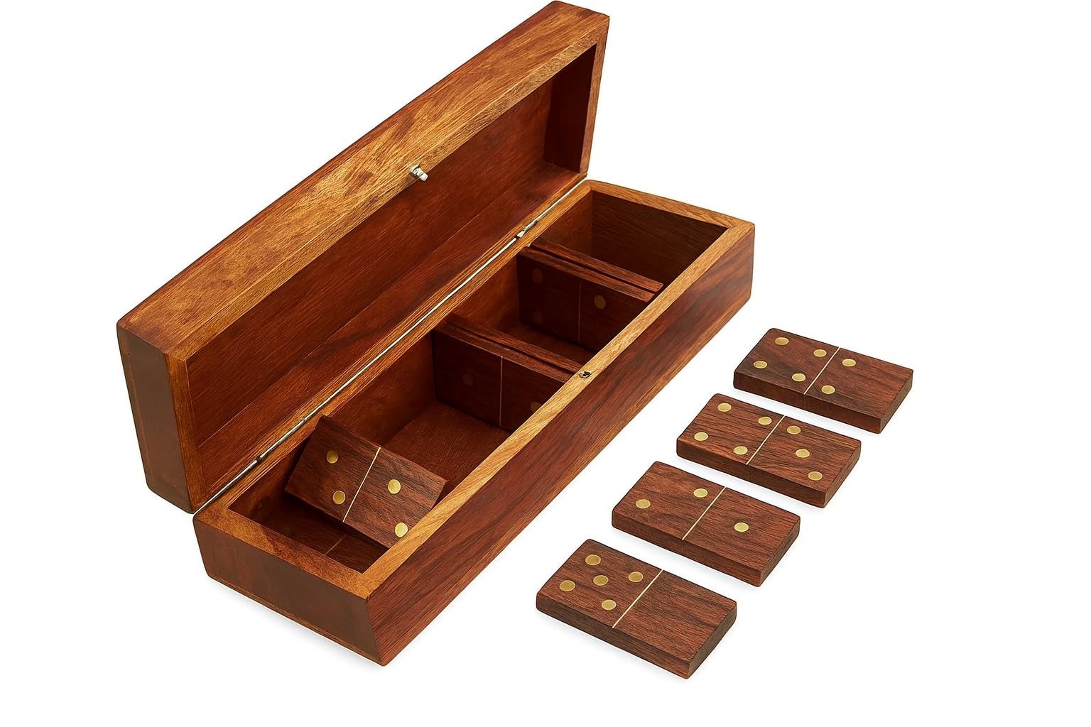 TOSQP27 Gift Domino Set Family Board Game 28 Piece Dominoes Tiles Handcrafted Classic Numbers Table Game Indoor Outdoor with Wooden Storage Case