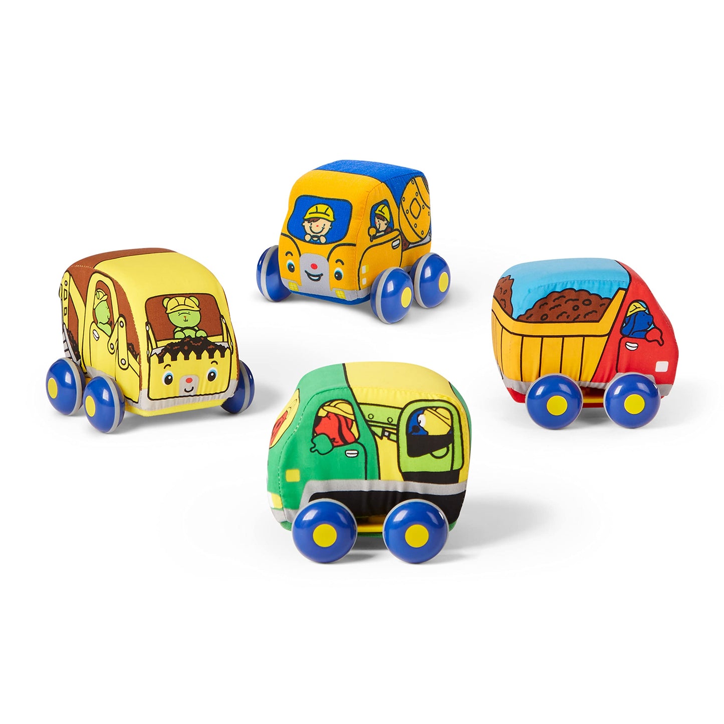 Melissa & Doug Pull-Back Construction Vehicles - Soft Baby Toy Play Set of 4 Vehicles