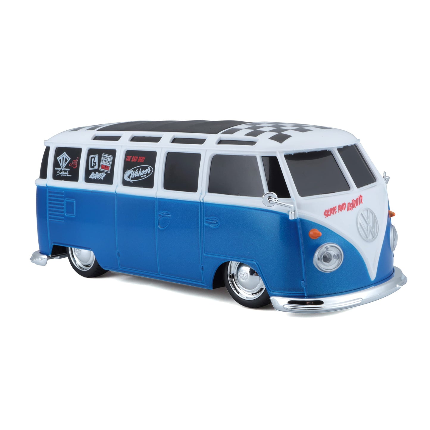 Maisto 1:24 RC VW Van Samba 2.4GHZ Remote Control Vehicle, White/Blue (81529-00000009)