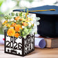 4 Pack 7x7x7.5 Inches Black and White Graduation Centerpiece Boxes with Laser-Cut 'Congrats Grad Class of 2026' Lettering, Perfect for Grad Party