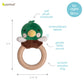 Pearhead Mallard Duck Wooden Baby Teether - Soft Plush Lovey with Natural Wood Rattle Ring, BPA & PVC-Free, Soothes Infant Gums, Multi-Sensory Newborn