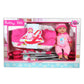 Lissi: 12" Baby Doll & Push-Carry Travel Set - Pink Elephant Onesie, Car Seat, Folding Umbrella Stroller, Feeding Bottle, Roleplay Toy, Kids 3+