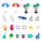 21 Pieces Beach Cake Toppers Hawaiian Chair Boat Palm Tree Umbrella Dollhouse Decoration Miniature Ornament Kits Set for Swimming Pool Summer Beach