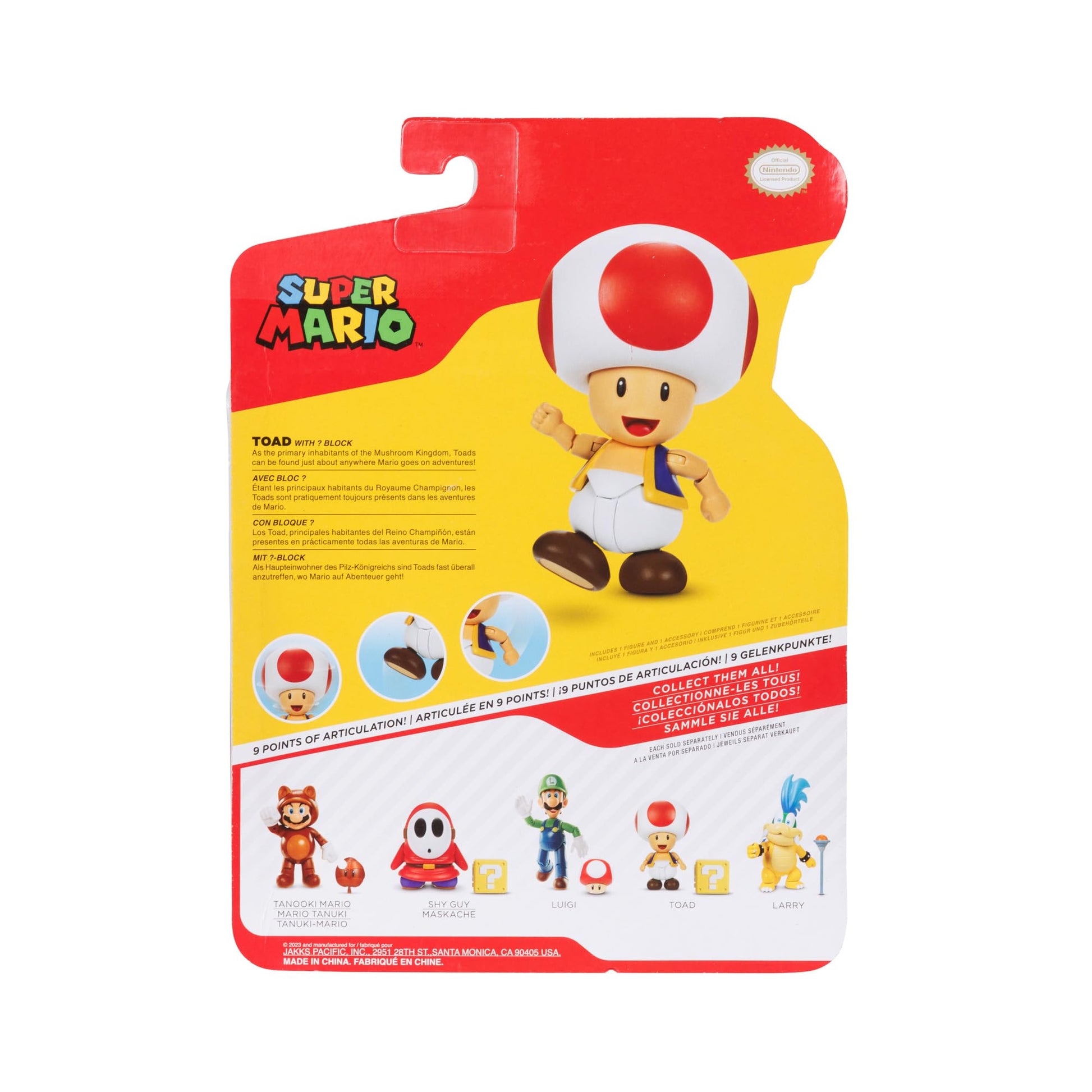 Super Mario 4" Action Figures Red Toad with Question Block