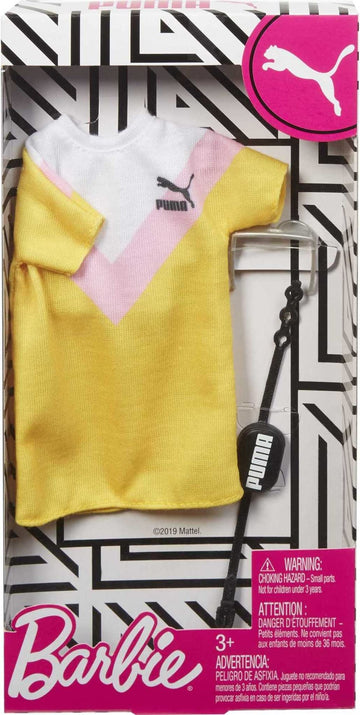 Barbie Fashion Pack of Puma Branded Doll Clothes & Accessories, Collectible Set Includes Striped T-Shirt Dress, Fanny Pack & Sunglasses