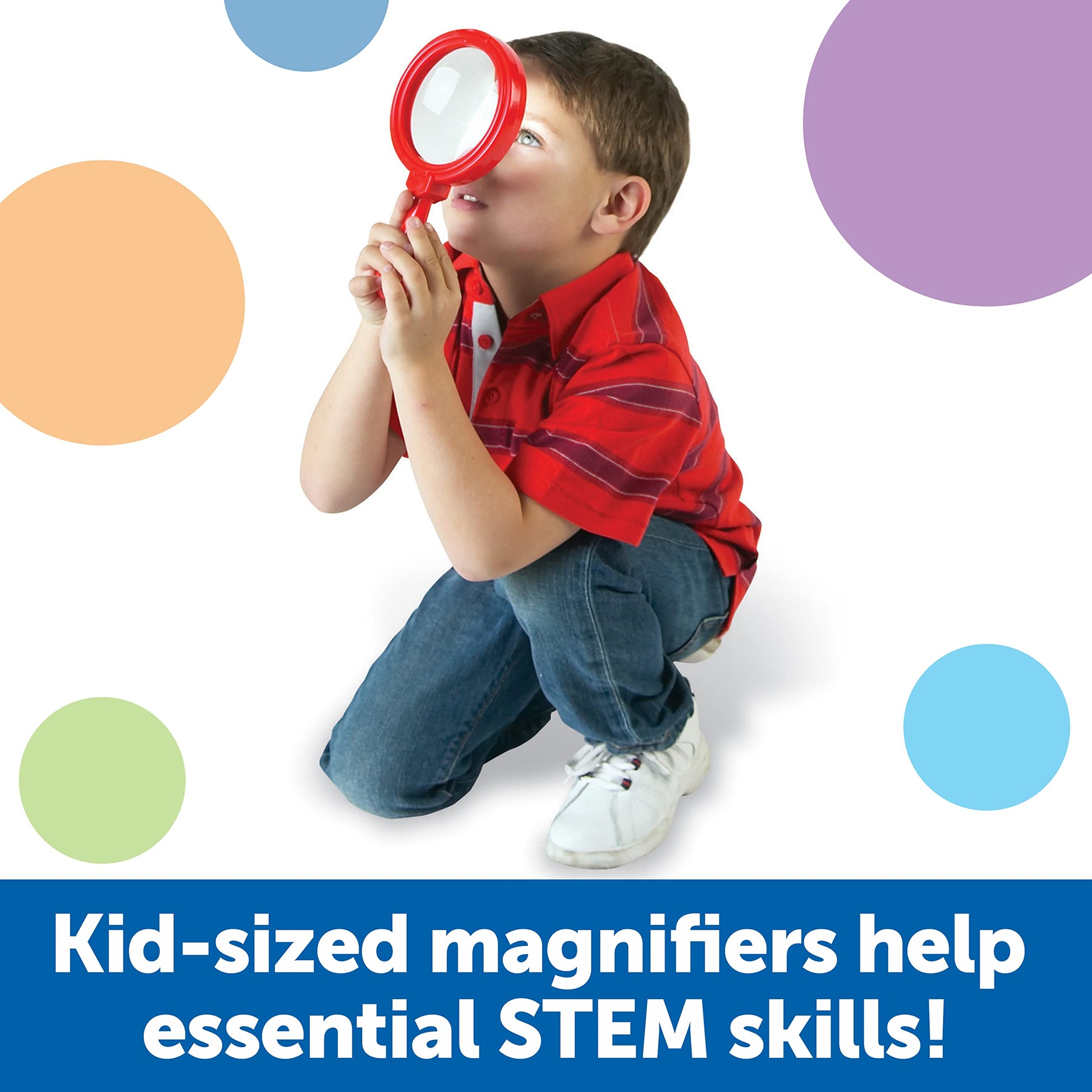 Learning Resources Jumbo Magnifiers - 6 Pieces, Ages 3+ Toddler Learning Toys, Exploration Toys for Kids, Magnifiers for Kids