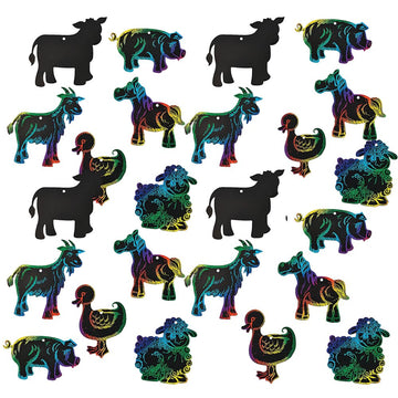 Farm Animal Magic Scratch - 3 1/2" - 5 1/2" x 4 1/2" - 5 1/2" - Crafts for Kids and Fun Home Activities