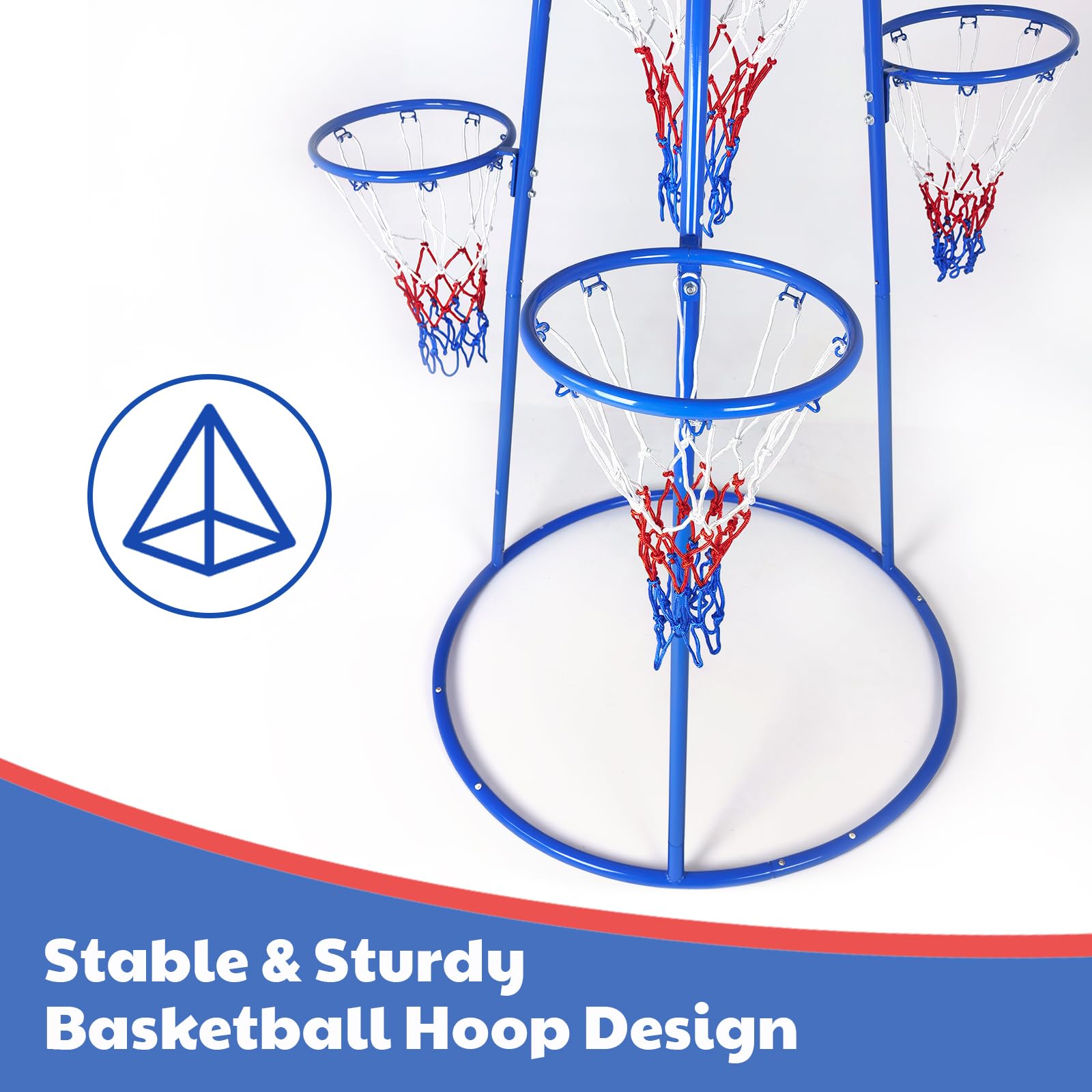 Garvee 4 Basketball Hoop for Toddlers, Basketball Hoop Outdoor, Preschool Toy for Ages 3+, Includes 4 Basketballs and Air Pump, Fun Ball Game for Kids